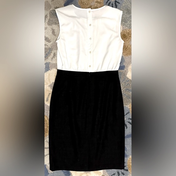 Brooks Brothers Sleeveless Black/White Color Block Button Back Sheath Dress - Picture 7 of 8